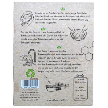 Preview: Panni di cera d‘api, 3 pezzi, forma rotonda, design avocado