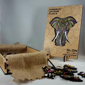 Preview: Holzpuzzle Elefant - Farbenprächtiges Tier-Puzzle 97 Teile - Fördert Konzentration & Kurzzeitgedächtnis - Inkl. Tier-Extras - HDF 30x30cm