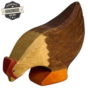 Preview: Holztier Huhn Handgefertigt - Nachhaltiges Holzspielzeug mit Bio-Ölen für Kinder - 7x5x2 cm - Fördert Fantasie & Intelligenz - Geschenkidee