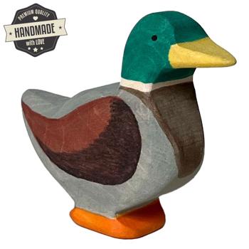 Preview: Wooden duck animal, handmade, 7.5 x 6 x 2 cm