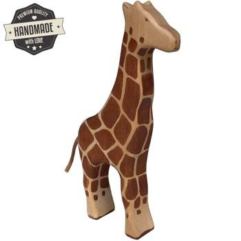 Preview: Giraffa animale in legno, fatta a mano, 22 x 11 x 3 cm