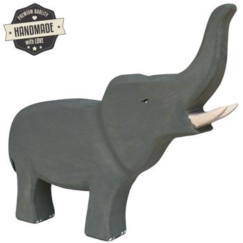 Preview: Elefante di legno, fatto a mano, 22 x 18 x 3 cm