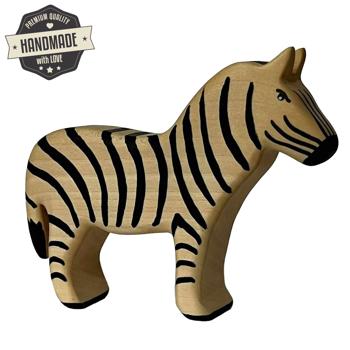 Preview: Animale in legno, zebra, fatto a mano, 15 x 11 x 3 cm