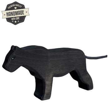 Preview: Pantera animale in legno, fatta a mano, 16 x 8 x 3 cm