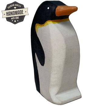 Preview: Pinguino animale in legno, fatto a mano, 8 x 4 x 3 cm