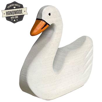 Preview: Holztier Schwan - Handgefertigt, 15x8x3 cm - Nachhaltig, Bio-Öle poliert - Fördert Fantasie & Spielspass - Kinderspielzeug Geschenk