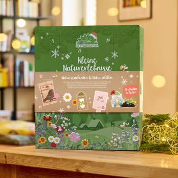 Preview: Calendario dell’Avvento - Piccole esperienze nella natura - Riempito con biglie di fiori, portafortuna, bombe di semi e molto altro, 24 bellissime esperienze di giardinaggio