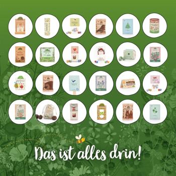 Preview: Calendario dell’Avvento - Piccole esperienze nella natura - Riempito con biglie di fiori, portafortuna, bombe di semi e molto altro, 24 bellissime esperienze di giardinaggio