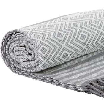 Preview: set di 2 asciugamani da hammam in puro cotone, fatti a mano, grigio, 190 x 90 cm