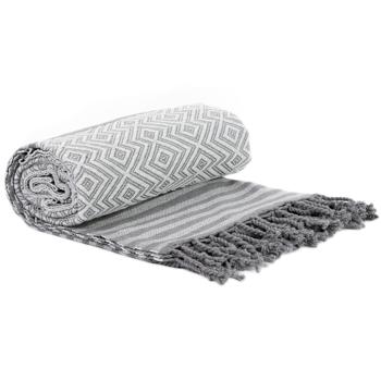 Preview: set di 2 asciugamani da hammam in puro cotone, fatti a mano, grigio, 190 x 90 cm