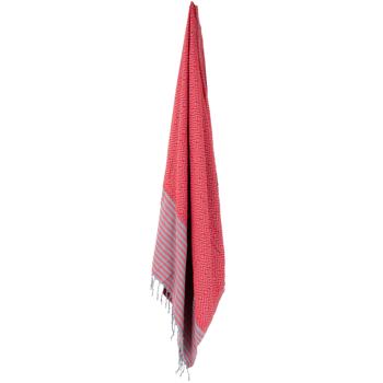 Preview: set di 2 asciugamani da hammam in puro cotone, fatti a mano, rosso, 190 x 90 cm