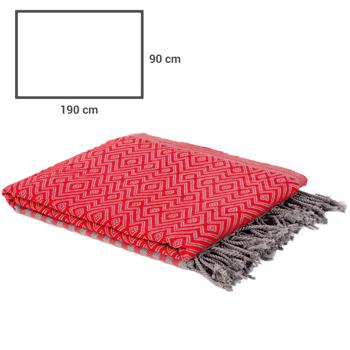 Preview: set di 2 asciugamani da hammam in puro cotone, fatti a mano, rosso, 190 x 90 cm