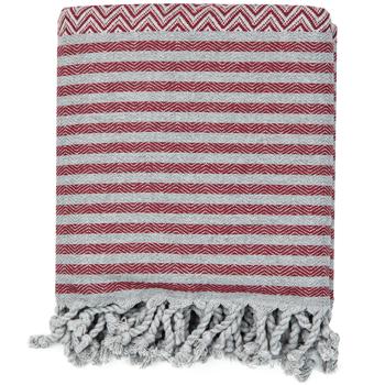 Preview: set di 2 asciugamani da hammam in puro cotone, fatti a mano, bordeaux, 190 x 90 cm