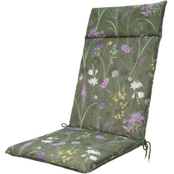 Preview: set di 4 lussuosi cuscini per schienale alto, cuscini per sedie da giardino idrorepellenti, motivo floreale verde, 120 x 50 cm, morbidi e confortevoli per un relax ottimale