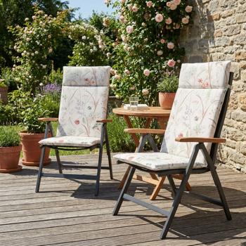 Preview: Coussins de Chaise de Jardin Haut Dossier (Lot de 2) - Hydrofuge & Anti-UV, Confortable & Durable - Madison Eco-Tissus Recyclés 120x50x7cm