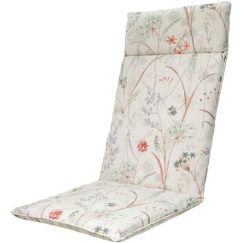 Preview: Coussins de chaise de jardin à hauts dossiers - Hydrofuges motif floral blanc - 4 pièces Madison® 120x50cm recyclé résistant UV