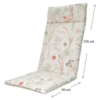 Preview: Coussins de chaise de jardin à hauts dossiers - Hydrofuges motif floral blanc - 4 pièces Madison® 120x50cm recyclé résistant UV