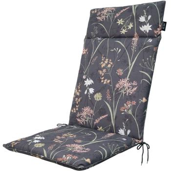 Preview: Lot 4 Coussins de Jardin Madison Eco+ - Haut Dossier 120x50cm - Hydrofuges - Anti-UV - Anthracite Floral - Recyclés - Confort Optimal