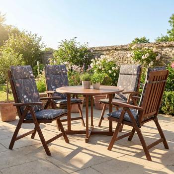 Preview: Lot 4 Coussins de Jardin Madison Eco+ - Haut Dossier 120x50cm - Hydrofuges - Anti-UV - Anthracite Floral - Recyclés - Confort Optimal