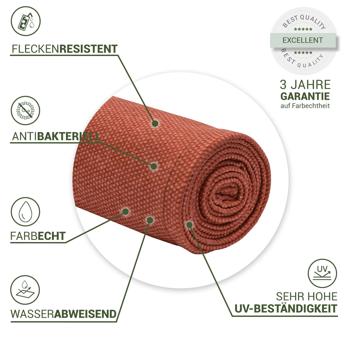 Preview: Moderner Tischläufer für den Innen- und Aussenbereich, terracotta, 140 x 50 cm: Wetterfest, pflegeleicht & stilvoll, für Garten, Terrasse & Esszimmer