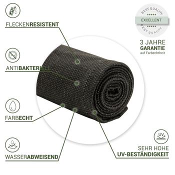 Preview: Moderner Tischläufer für den Innen- und Aussenbereich, anthrazit, 140 x 50 cm: Wetterfest, pflegeleicht & stilvoll, für Garten, Terrasse & Esszimmer