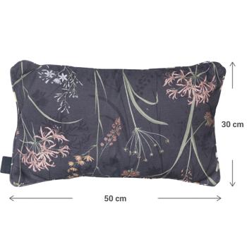 Preview: Comfortable outdoor decorative cushion, anthracite floral pattern, 30 x 50 x 10 cm, weatherproof, water-repellent & stylish for garden, patio & balcony