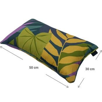 Preview: set of 4 decorative cushions leaf design green, 30 x 50 cm, robust & colorfast cushion for garden furniture, lounge & balcony