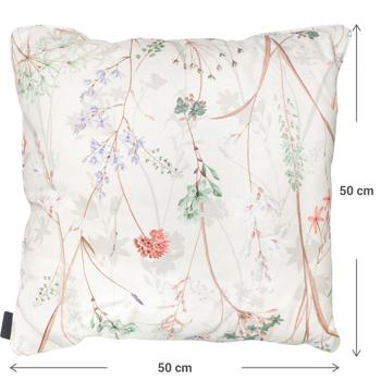 Preview: set of 4 comfortable outdoor decorative cushions, white floral pattern, 50 x 50 x 10 cm, weatherproof, water-repellent & stylish for garden, patio & balcony