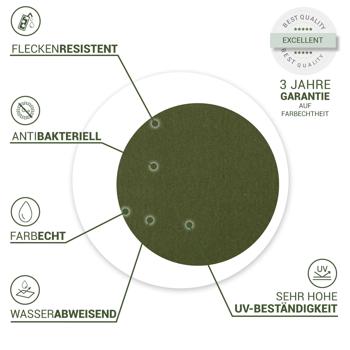 Preview: Moderne Tischdecke für den Innen- und Aussenbereich, grün, Ø 160 cm: Wetterfest, pflegeleicht & stilvoll, für Garten, Terrasse & Esszimmer