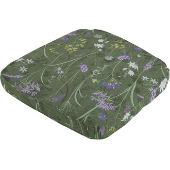 Preview: set of 2 comfortable outdoor chair cushions, floral pattern green, 48 x 48 cm, weatherproof & water-repellent seat cushion, stylish for garden, terrace & balcony