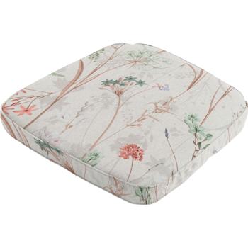 Preview: set of 2 comfortable outdoor chair cushions, white floral pattern, 48 x 48 cm, weatherproof & water-repellent seat cushion, stylish for garden, terrace & balcony