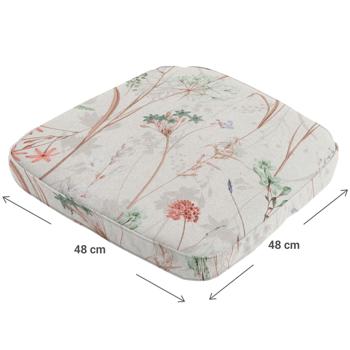 Preview: Lot 4 Coussins de Chaise Outdoor - Confort & Esthétique Jardin/Salon - Anti-UV, Déperlant, Antibactérien - 48x48cm, Blanc Floral