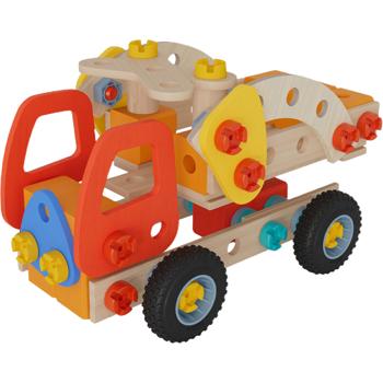 Preview: Giocattolo vigili del fuoco set 2 in 1, 137 pezzi, con legno FSC, gioco di costruzione sostenibile da 5 anni - gioco educativo creativo