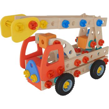 Preview: Giocattolo vigili del fuoco set 2 in 1, 137 pezzi, con legno FSC, gioco di costruzione sostenibile da 5 anni - gioco educativo creativo