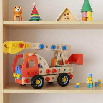 Giocattolo vigili del fuoco set 2 in 1, 137 pezzi, con legno FSC, gioco di costruzione sostenibile da 5 anni - gioco educativo creativo