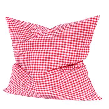 Preview: Swiss Pine Pillow Vichy Red 30 x 30 cm, filled with 350 g natural Swiss pine shavings, 100% organic cotton cover, aromatherapy sleep pillow from Germany