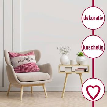 Preview: Set of 2 Swiss stone pine pillows Vichy red 40 x 40 cm, filled with 450 g natural Swiss stone pine shavings, 100% organic cotton cover, aromatherapy sleeping pillow from Germany