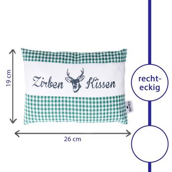 Preview: 2er-Set Zirbenkissen Vichy Grün 26x19 cm, gefüllt mit 220g Natur Zirbenspäne, 100% Bio-Baumwolle Bezug, Aromatherapie Schlafkissen aus Deutschland
