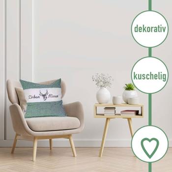 Preview: 2er-Set Zirbenkissen Vichy Grün 40x40 cm, gefüllt mit 450g Natur Zirbenspäne, 100% Bio-Baumwolle Bezug, Aromatherapie Schlafkissen aus Deutschland