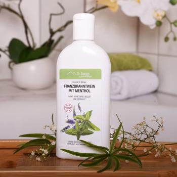 Preview: Franzbranntwein with menthol 250 ml for rubbing in in case of bruises, strains, sprains, sore muscles and joint pain, providing pleasantly cooling relief