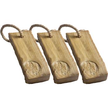 Preview: Set of 3 authentic Aleppo soaps 200 g with cord, laurel oil 3%: natural soap handcrafted in Syria for sensitive skin, vegan care & hair washing