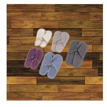 Preview: Chaussons d‘invités confortables - 5 paires avec "Welcome" - Différents coloris, souples, antidérapants - Tailles 37-45 - Rangement mural hygiénique Preview: Chaussons d‘invités confortables - 5 paires avec