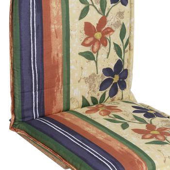 Preview: Floral high-back cushion with stripes, 123 x 50 x 6 cm