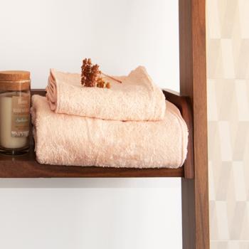 Preview: Lot de serviettes LE BETULLE, 70% de fibres de bois, rose, 60 x 100 / 40 x 60 cm