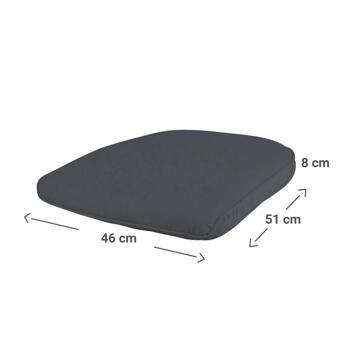 Preview: Chair cushion with removable cover, polyester, gray, approx. 46 x 8 x 51 cm