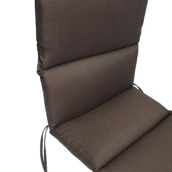 Preview: Coussin de jardin dossier bas matelassé - Fauteuil extérieur, balcon - 105x50x5cm, brun, coton-polyester, garnissage 5cm mousse