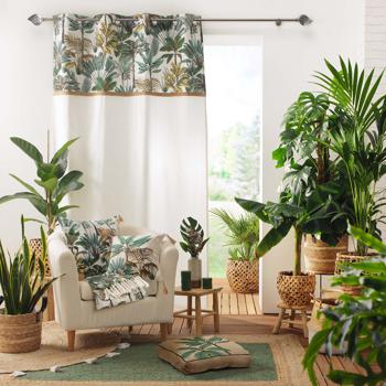 Preview: 2er-Set Bodenkissen aus Jute, Füllung Baumwolle, Pflanzen-Druck, 40 x 40 x 8 cm