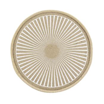Preview: 2 Sets de Table Ronds en Jute Boho - Protègent Rayures/Taches - Robustes 38x38 cm - Décoration Table/Plantes - Brun/Beige