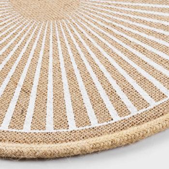 Preview: 2 Sets de Table Ronds en Jute Boho - Protègent Rayures/Taches - Robustes 38x38 cm - Décoration Table/Plantes - Brun/Beige