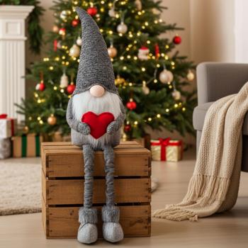 Christmas gnome with extendable legs, 100% polyester, height 60 - 87 cm
